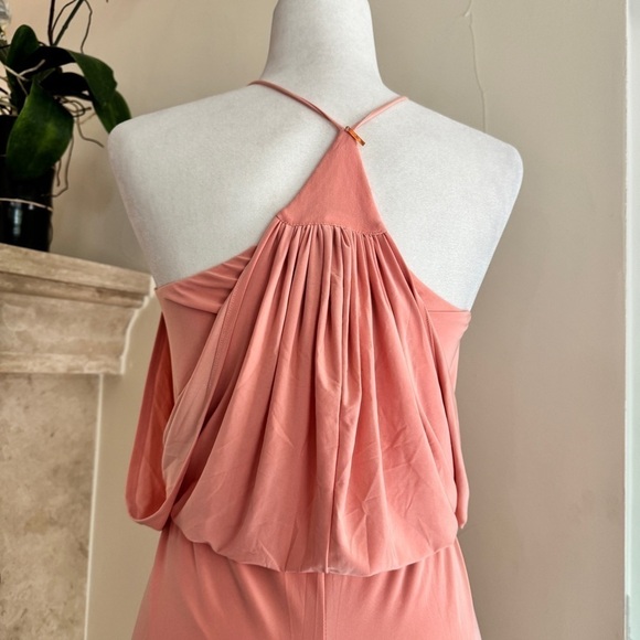 MISA Apricot Pink Domino Dress Draped Front Knee Length Women Party Cocktail NEW - Picture 9 of 16